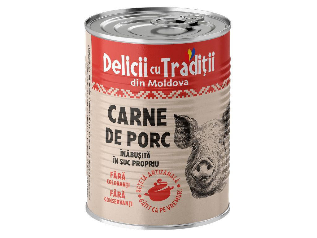 Carne de porc în suc propriu 330g
