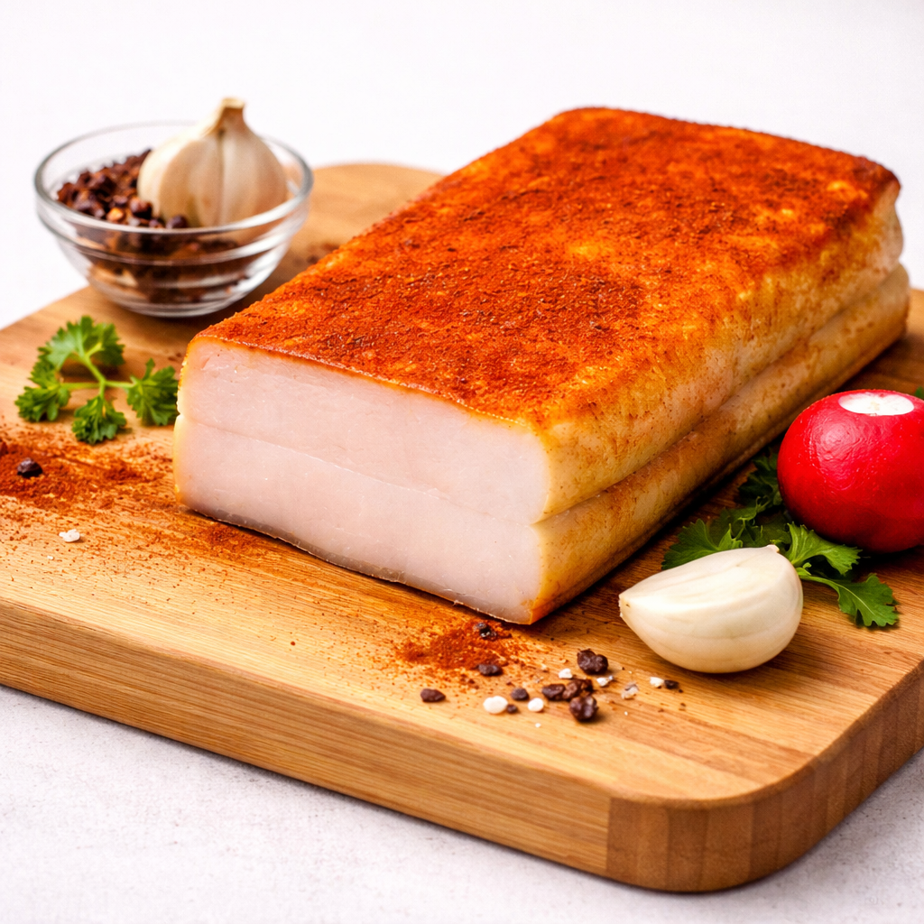 Slănina afumată de casă cu boia 500g